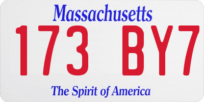 MA license plate 173BY7