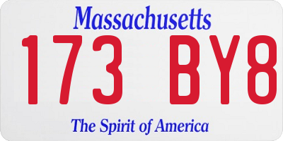 MA license plate 173BY8