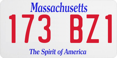 MA license plate 173BZ1