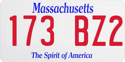 MA license plate 173BZ2