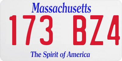 MA license plate 173BZ4