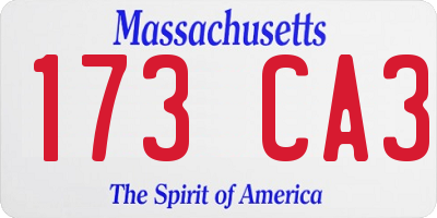MA license plate 173CA3