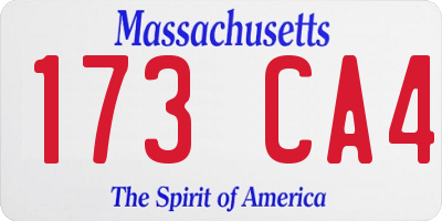 MA license plate 173CA4
