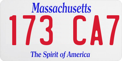 MA license plate 173CA7
