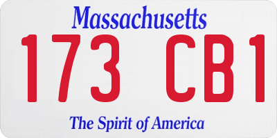 MA license plate 173CB1