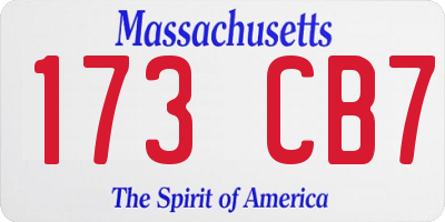 MA license plate 173CB7
