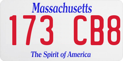 MA license plate 173CB8