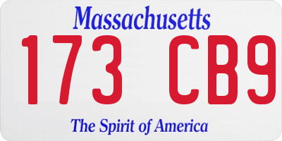 MA license plate 173CB9