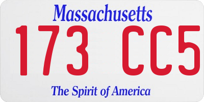 MA license plate 173CC5