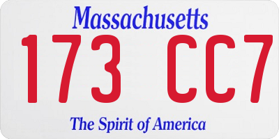 MA license plate 173CC7