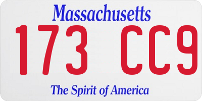 MA license plate 173CC9