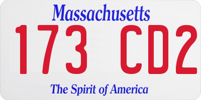 MA license plate 173CD2