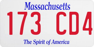 MA license plate 173CD4