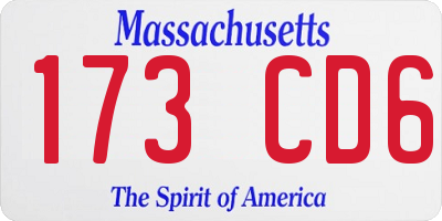 MA license plate 173CD6