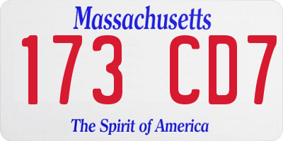 MA license plate 173CD7