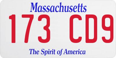 MA license plate 173CD9
