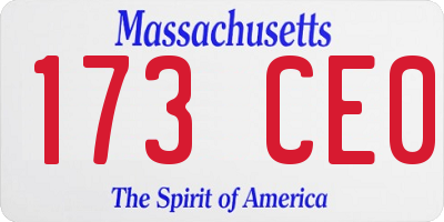 MA license plate 173CE0