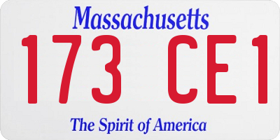 MA license plate 173CE1