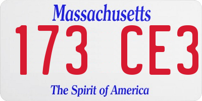 MA license plate 173CE3