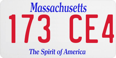 MA license plate 173CE4