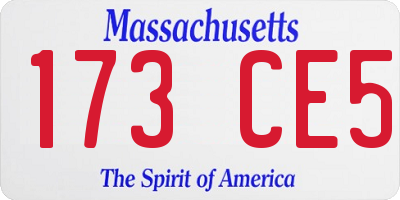 MA license plate 173CE5