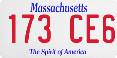MA license plate 173CE6