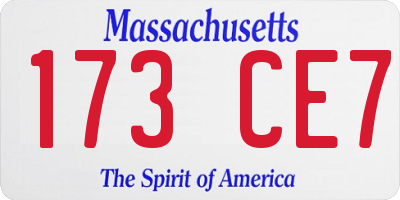MA license plate 173CE7
