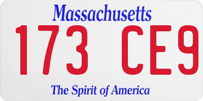 MA license plate 173CE9