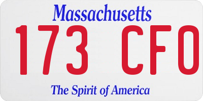 MA license plate 173CF0
