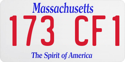 MA license plate 173CF1
