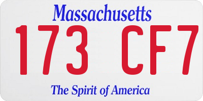 MA license plate 173CF7
