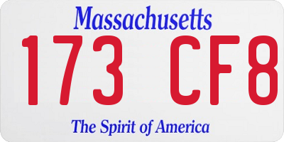 MA license plate 173CF8