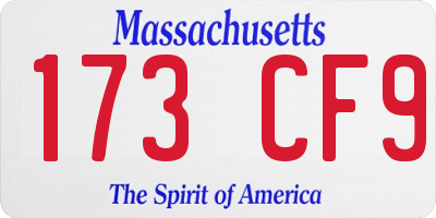 MA license plate 173CF9