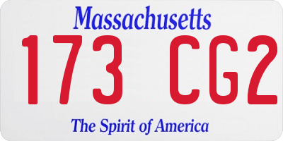 MA license plate 173CG2