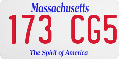 MA license plate 173CG5