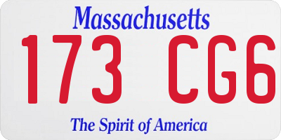 MA license plate 173CG6