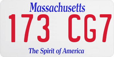 MA license plate 173CG7