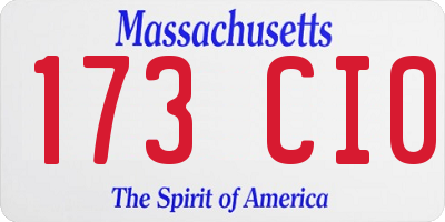 MA license plate 173CI0