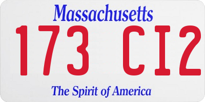 MA license plate 173CI2