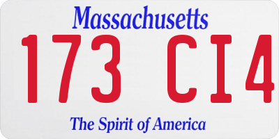 MA license plate 173CI4