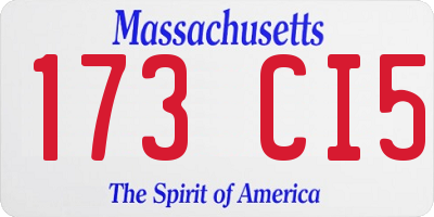 MA license plate 173CI5