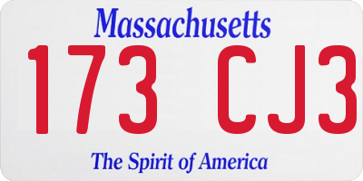 MA license plate 173CJ3