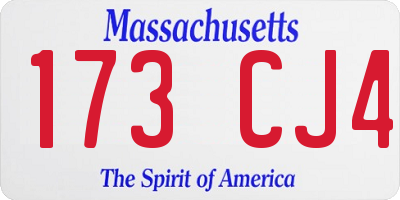 MA license plate 173CJ4