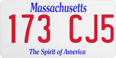 MA license plate 173CJ5