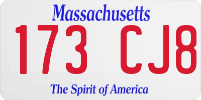 MA license plate 173CJ8