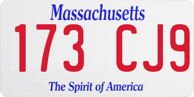 MA license plate 173CJ9