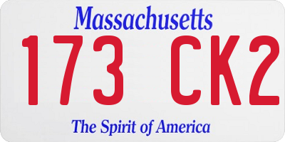 MA license plate 173CK2