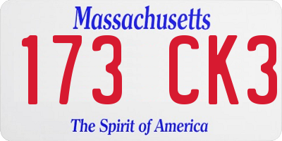 MA license plate 173CK3