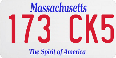 MA license plate 173CK5