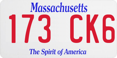 MA license plate 173CK6
